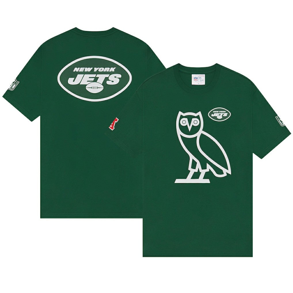 New York Jets OVO x NFL OG Owl T-Shirt – Green for sale