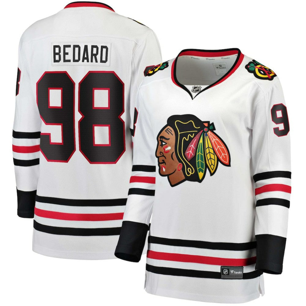 Connor Bedard Chicago Blackhawks Fanatics Women's Away Breakaway Jersey - White Jerseys