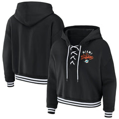 Miami Dolphins WEAR by Erin Andrews Women's Lace-Up Pullover Hoodie - Black discount