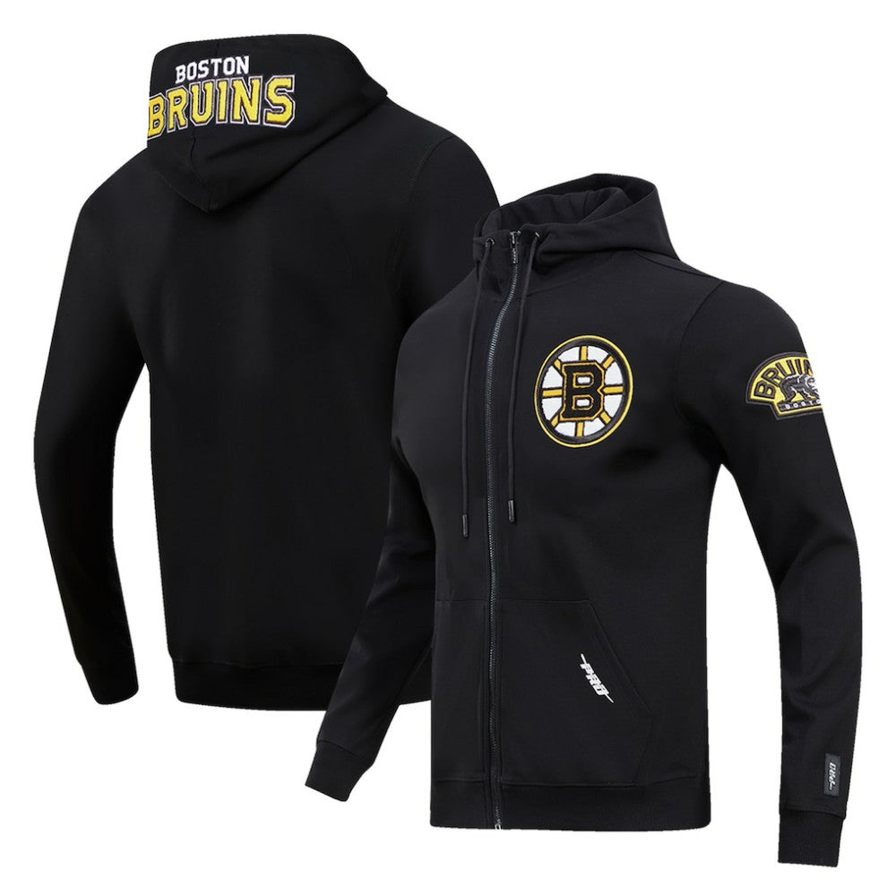 Boston Bruins Pro Standard Classic Chenille Full-Zip Hoodie Jacket - Black Hoodies