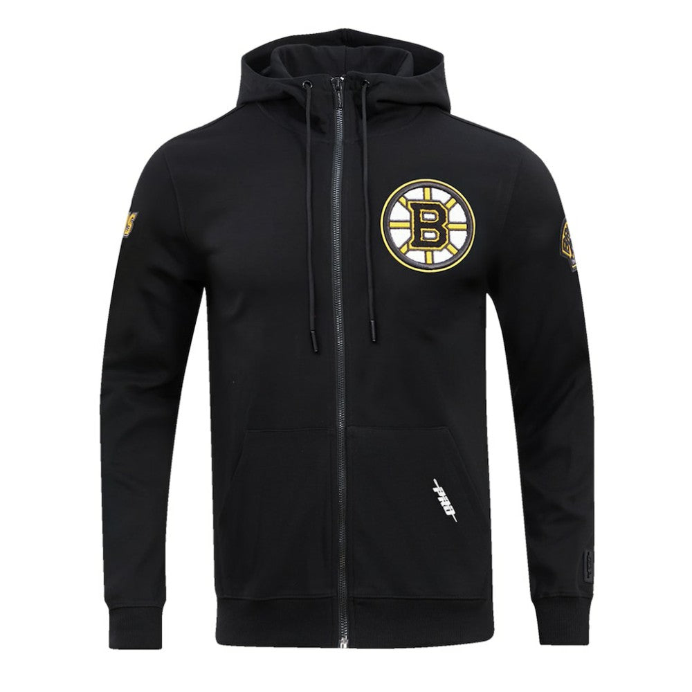 Boston Bruins Pro Standard Classic Chenille Full-Zip Hoodie Jacket - Black Hoodies