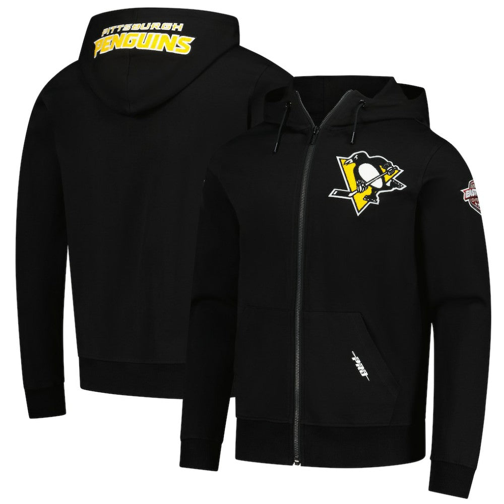 Pittsburgh Penguins Pro Standard Classic Chenille Full-Zip Hoodie Jacket - Black Hoodies