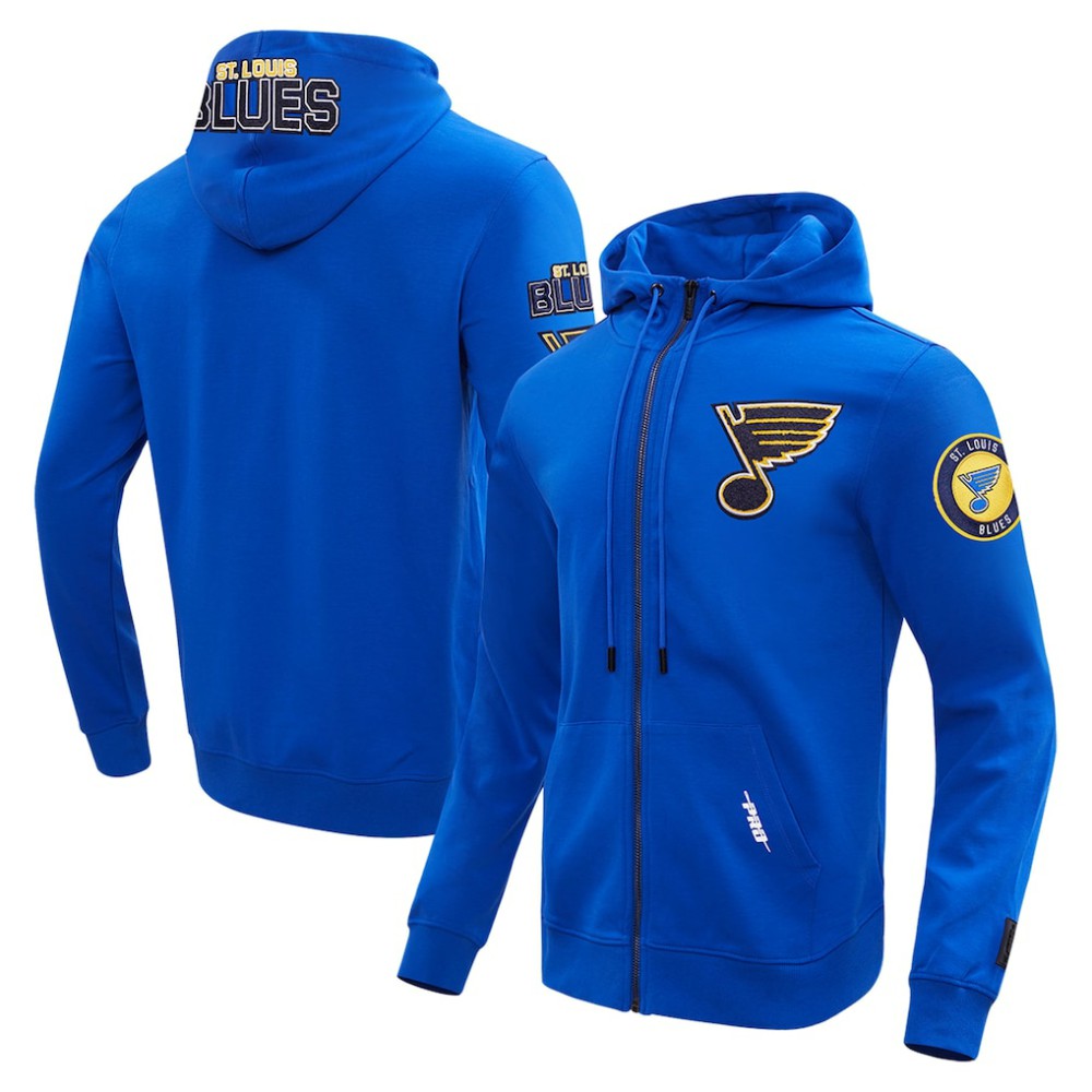 St. Louis Blues Pro Standard Classic Chenille Full-Zip Hoodie Jacket - Blue Hoodies