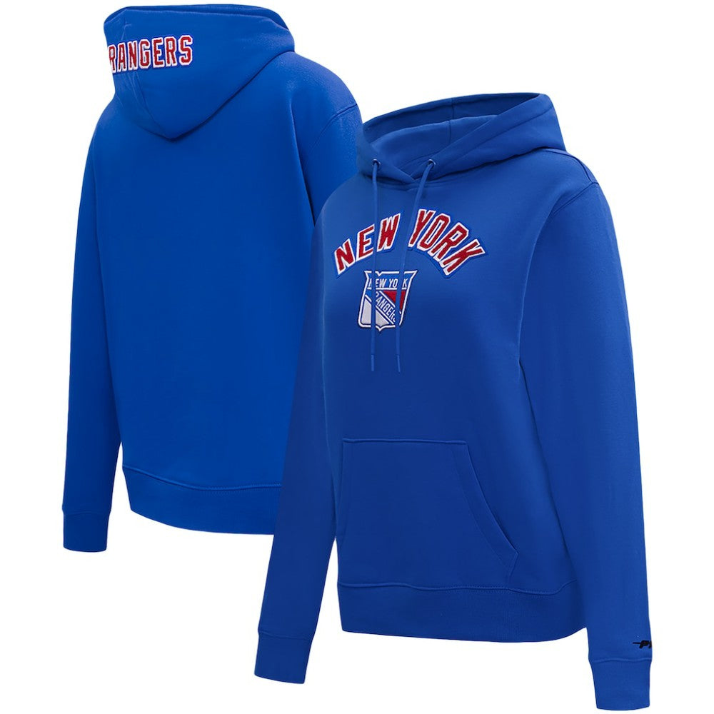 New York Rangers Pro Standard Women's Classic Chenille Pullover Hoodie - Blue Hoodies
