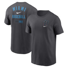 Miami Marlins Logo Sketch Bar T-Shirt Charcoal