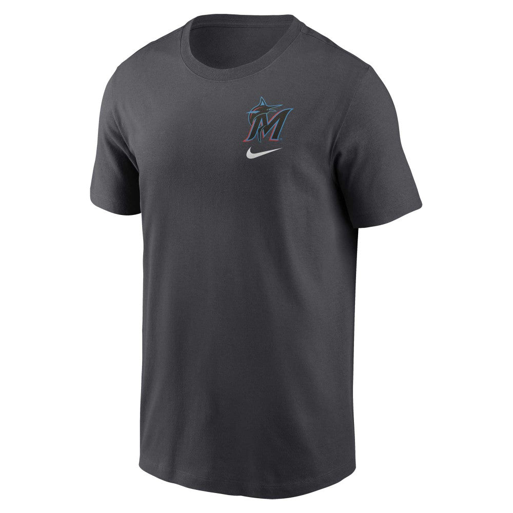 Miami Marlins Logo Sketch Bar T-Shirt Charcoal