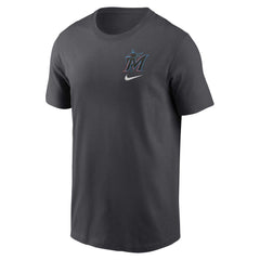 Miami Marlins Logo Sketch Bar T-Shirt Charcoal
