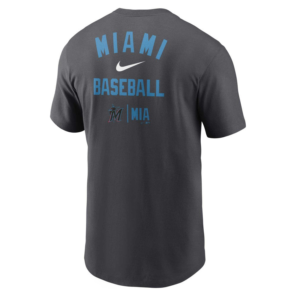 Miami Marlins Logo Sketch Bar T-Shirt Charcoal