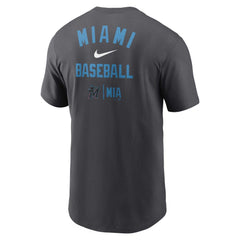 Miami Marlins Logo Sketch Bar T-Shirt Charcoal