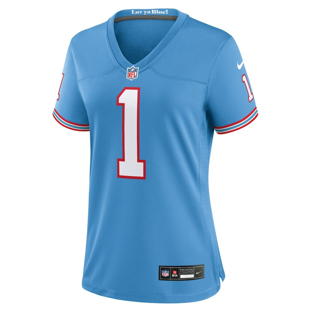 Warren Moon Tennessee Titans Women's Oilers Throwback Retired Player Game Jersey - Light Blue online