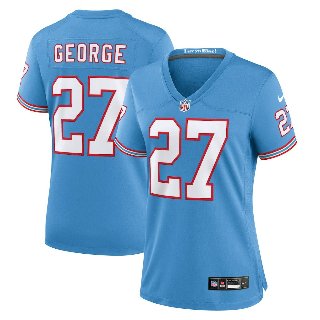 Eddie George Tennessee Titans Women's Oilers Throwback Retired Player Game Jersey - Light Blue for sale