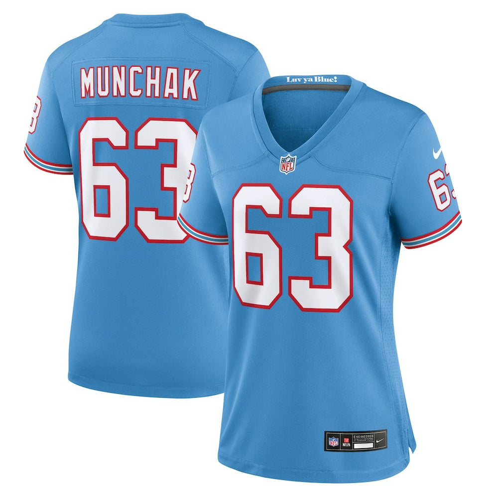 Mike Munchak Tennessee Titans Women's Oilers Throwback Retired Player Game Jersey - Light Blue sale
