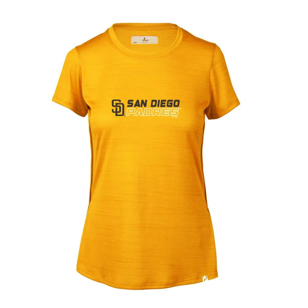 San Diego Padres Levelwear Women's Lux Chase T-Shirt Gold