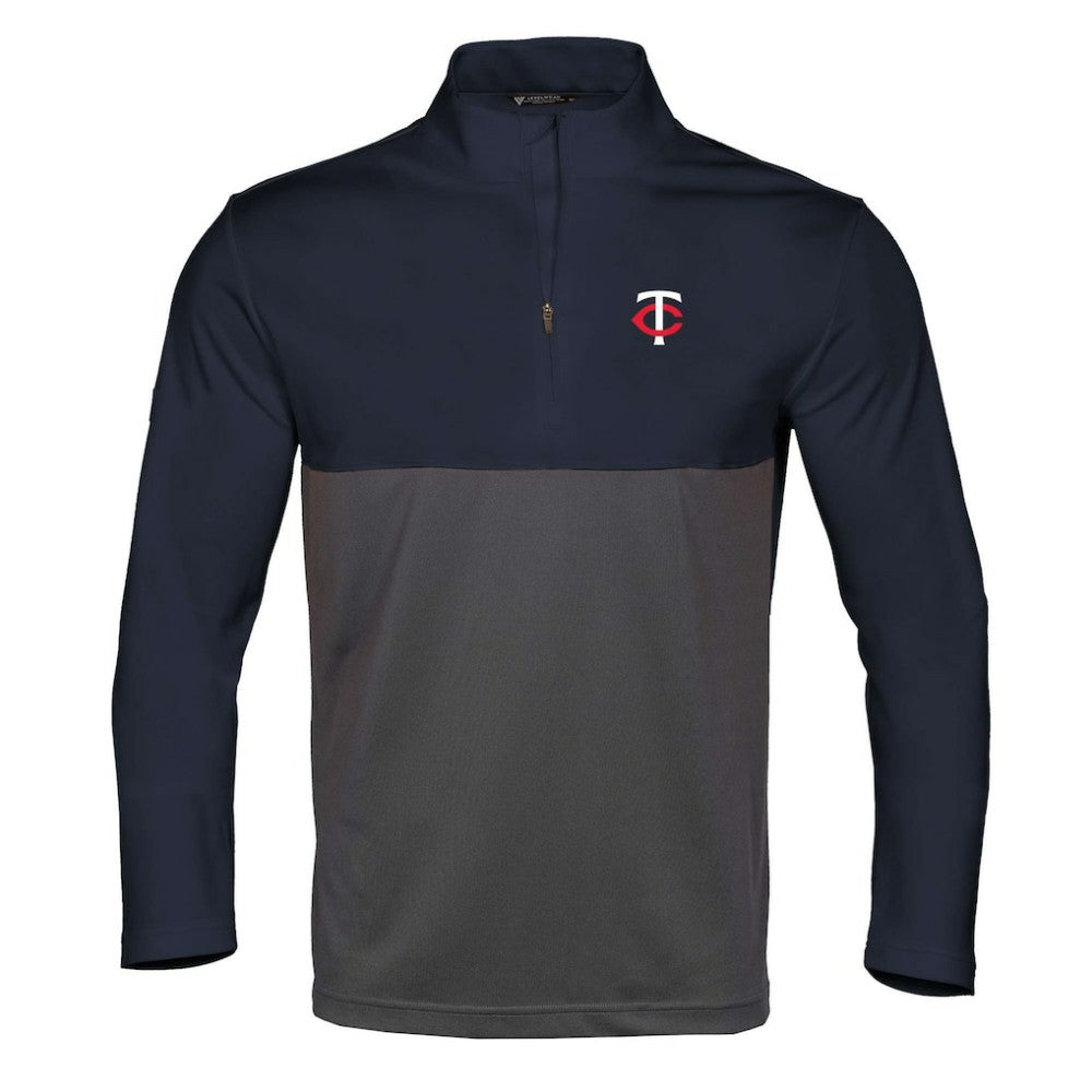 Minnesota Twins Levelwear Pursue Insignia Core Quarter-Zip Pullover Top Navy/Charcoal