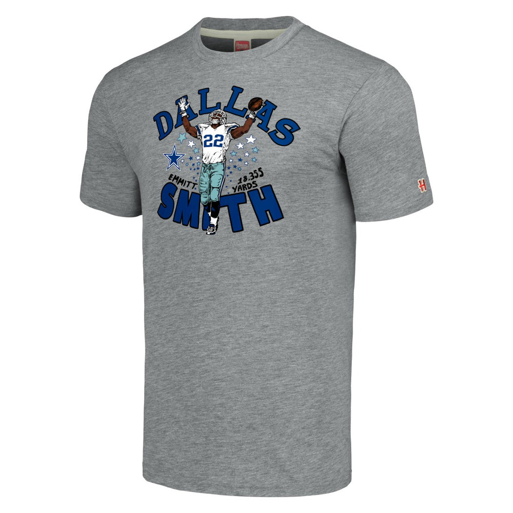 Emmitt Smith Dallas Cowboys Homage Unisex Caricature Retired Player Tri-Blend T-Shirt - Gray on sale