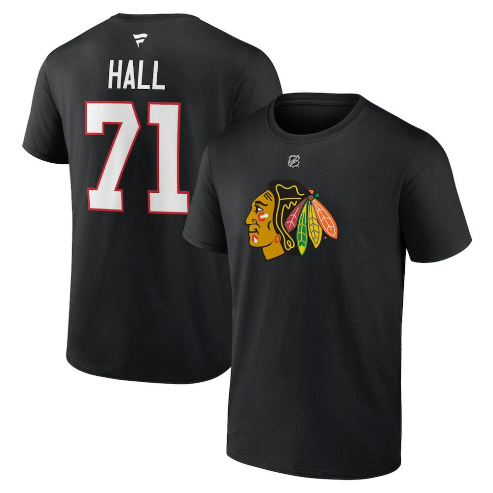 Taylor Hall Chicago Blackhawks Fanatics Authentic Stack Name & Number T-Shirt - Black T-shirts