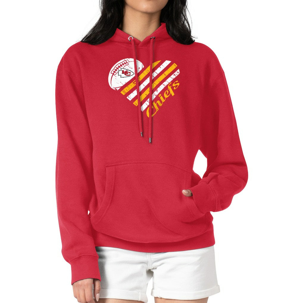 Kansas City Chiefs G-III 4Her by Carl Banks Women's Heart Graphic Fleece Pullover Hoodie - Red on sale