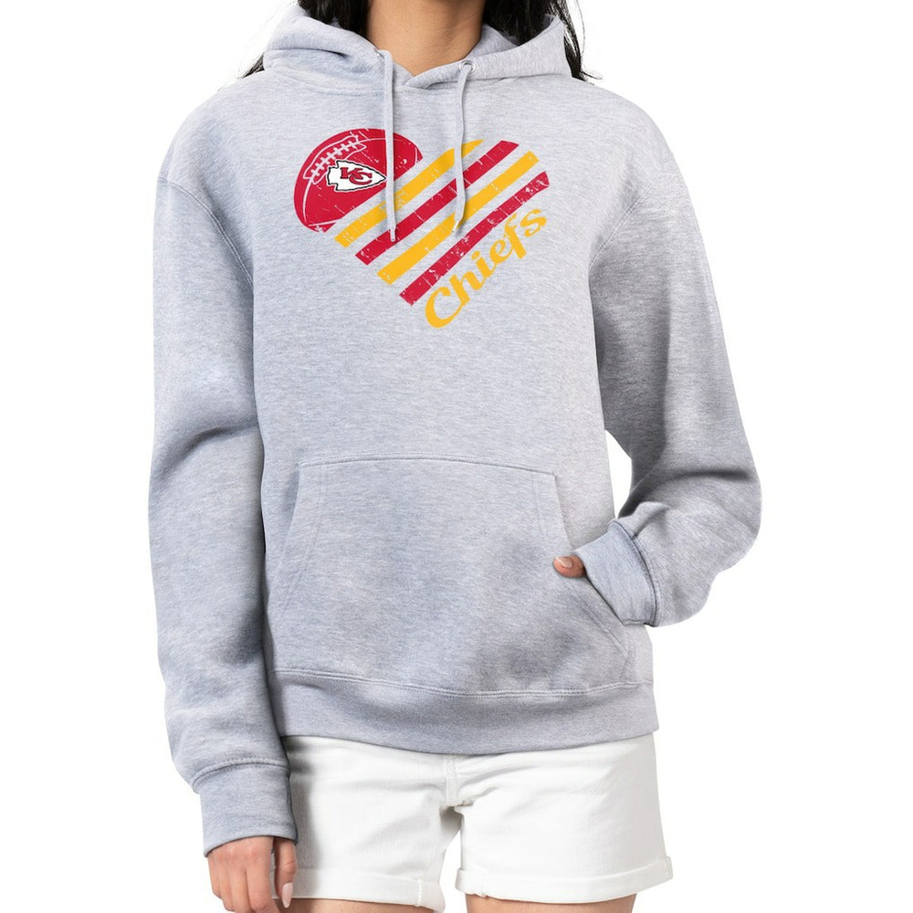 Kansas City Chiefs G-III 4Her by Carl Banks Women's Heart Graphic Fleece Pullover Hoodie - Heather Gray on sale