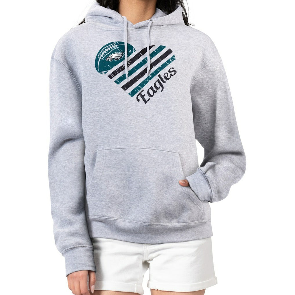 Philadelphia Eagles G-III 4Her by Carl Banks Women's Heart Graphic Fleece Pullover Hoodie - Heather Gray outlet