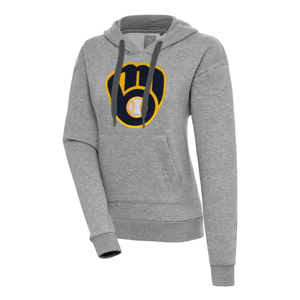 Milwaukee Brewers Antigua Women's Victory Pullover Hoodie Heather Gray
