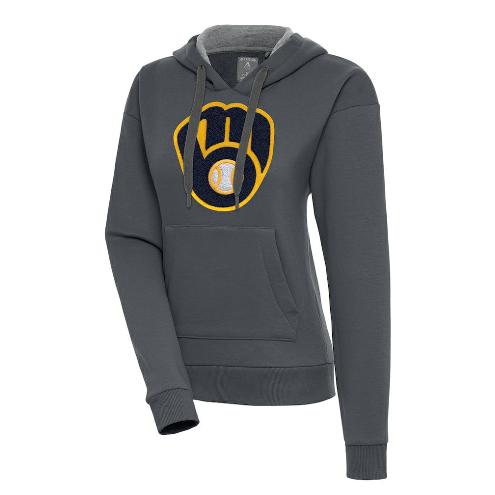 Milwaukee Brewers Antigua Women's Victory Pullover Hoodie Charcoal