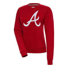 Atlanta Braves Antigua Women's Victory Chenille Pullover Sweatshirt Red