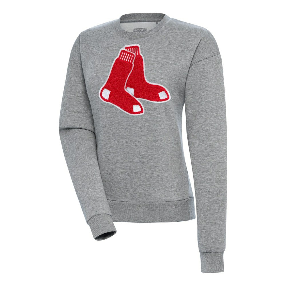 Boston Red Sox Antigua Women's Victory Chenille Pullover Sweatshirt Heather Gray