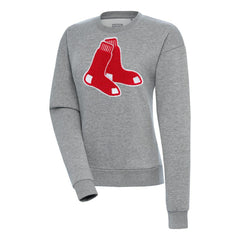 Boston Red Sox Antigua Women's Victory Chenille Pullover Sweatshirt Heather Gray