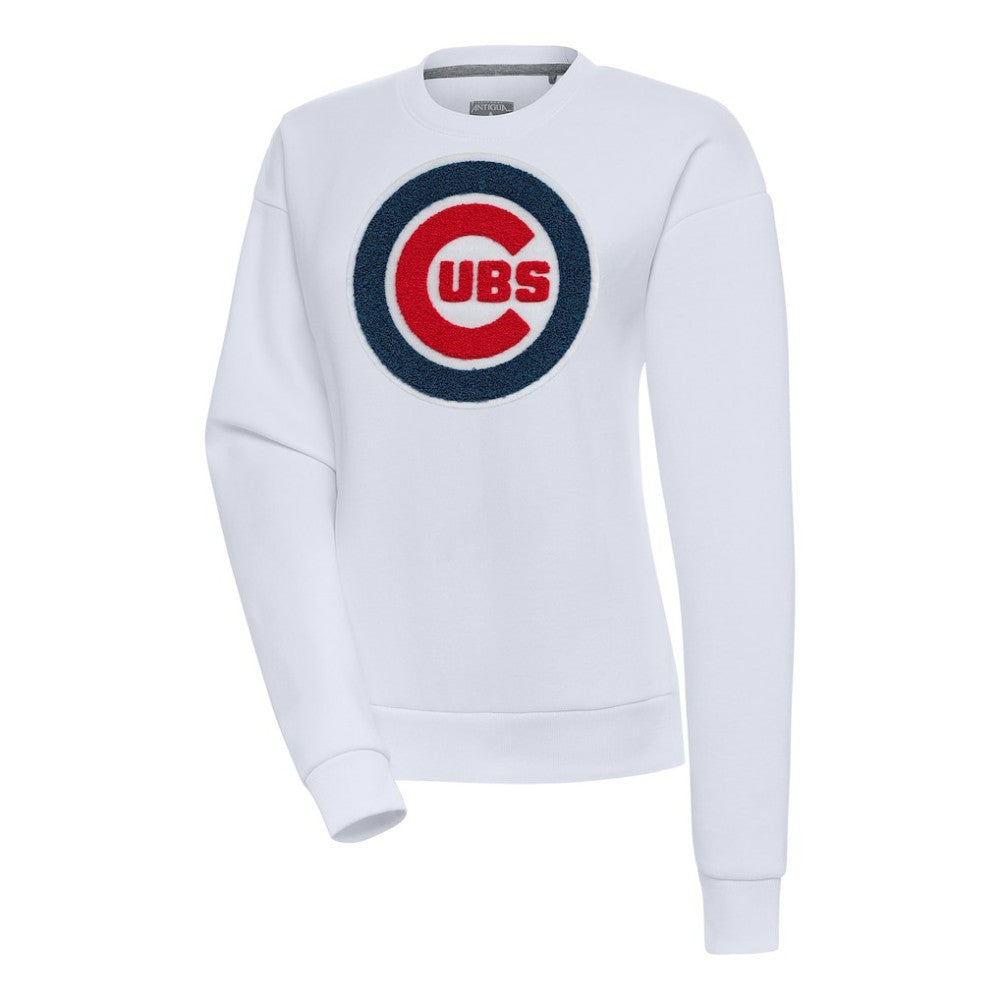 Chicago Cubs Antigua Women's Victory Chenille Pullover Sweatshirt White