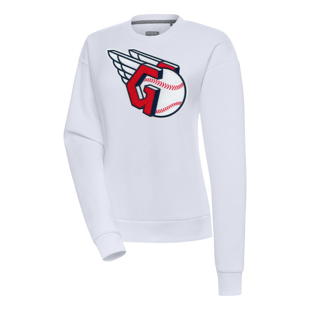 Cleveland Guardians Antigua Women's Victory Chenille Pullover Sweatshirt White