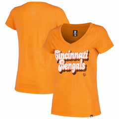 Cincinnati Bengals New Era Women's Enzyme Wash Low V-Neck T-Shirt - Orange for sale