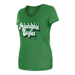 Philadelphia Eagles New Era Women's Enzyme Wash Low V-Neck T-Shirt - Green outlet