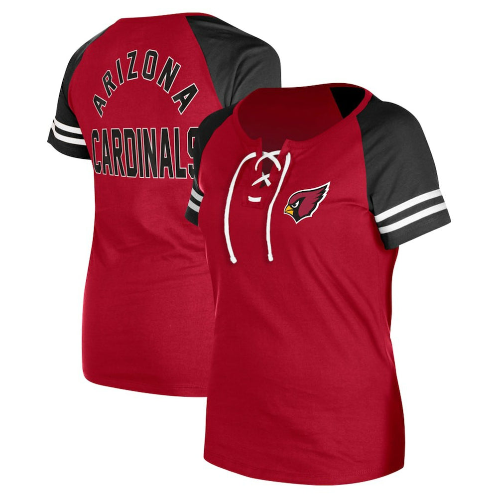 Arizona Cardinals New Era Women's Lace-Up Raglan T-Shirt - Cardinal outlet