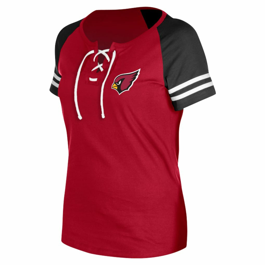 Arizona Cardinals New Era Women's Lace-Up Raglan T-Shirt - Cardinal outlet