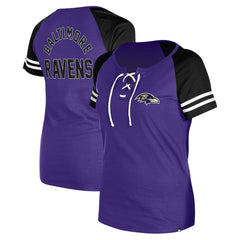 Baltimore Ravens New Era Women's Lace-Up Raglan T-Shirt - Purple cheap