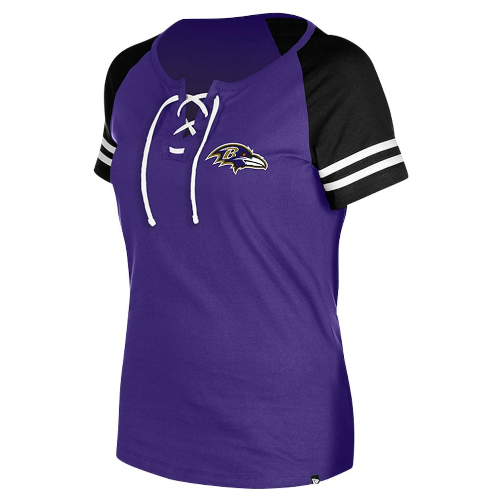 Baltimore Ravens New Era Women's Lace-Up Raglan T-Shirt - Purple cheap