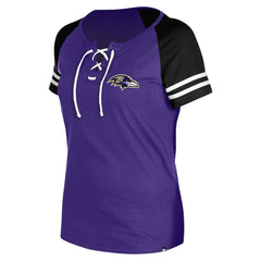 Baltimore Ravens New Era Women's Lace-Up Raglan T-Shirt - Purple cheap
