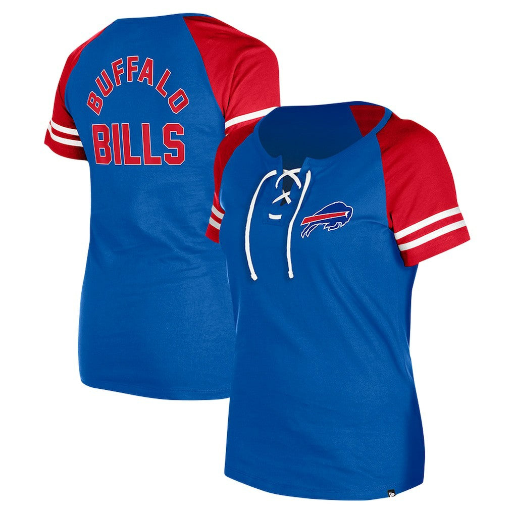 Buffalo Bills New Era Women's Lace-Up Raglan T-Shirt - Royal cheap
