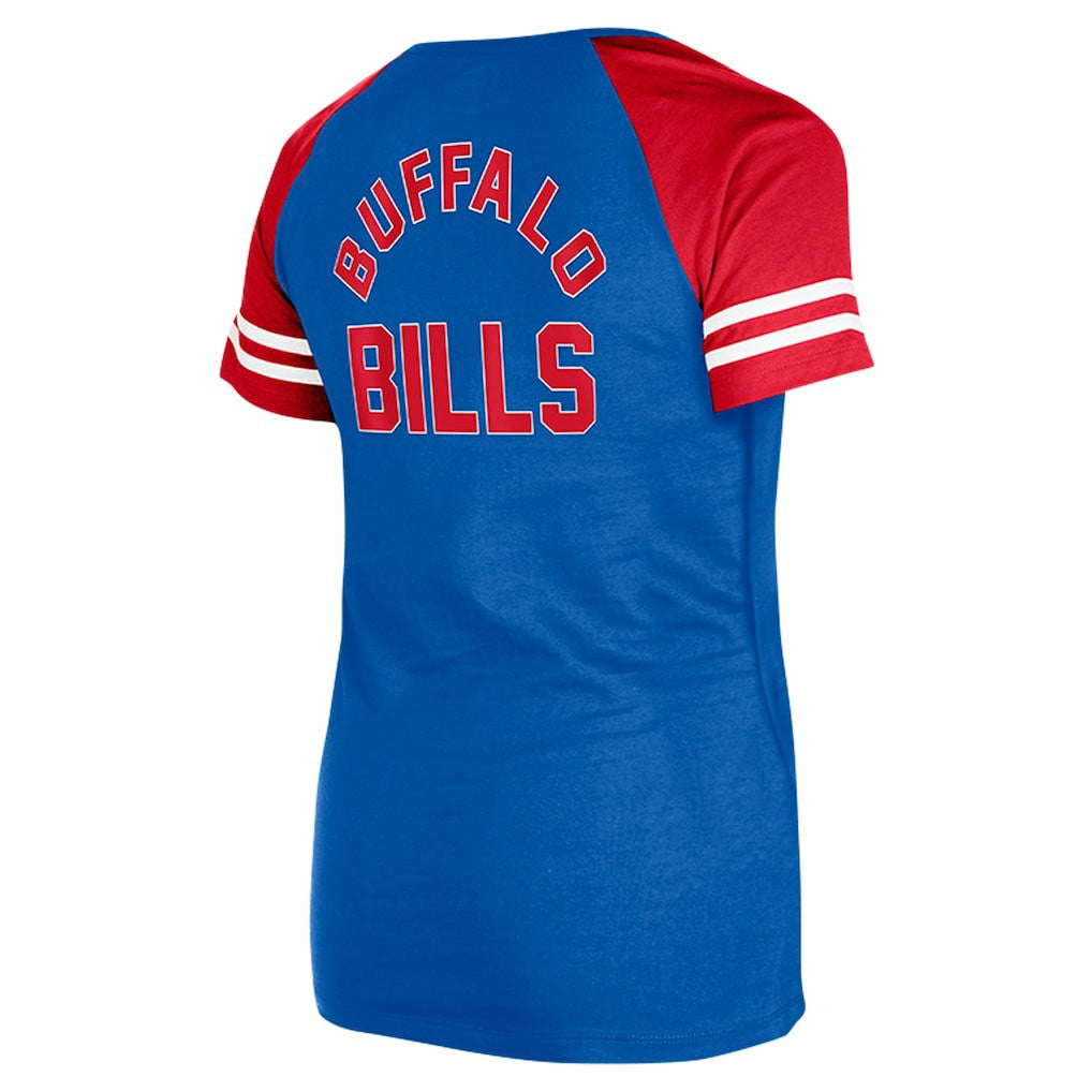 Buffalo Bills New Era Women's Throwback Lace-Up Raglan T-Shirt - Royal cheap