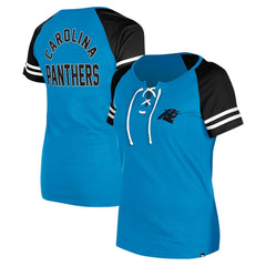 Carolina Panthers New Era Women's Lace-Up Raglan T-Shirt - Blue on sale