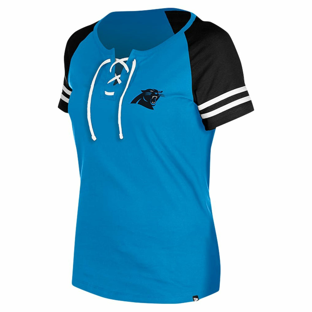 Carolina Panthers New Era Women's Lace-Up Raglan T-Shirt - Blue on sale