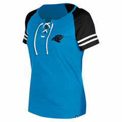 Carolina Panthers New Era Women's Lace-Up Raglan T-Shirt - Blue on sale