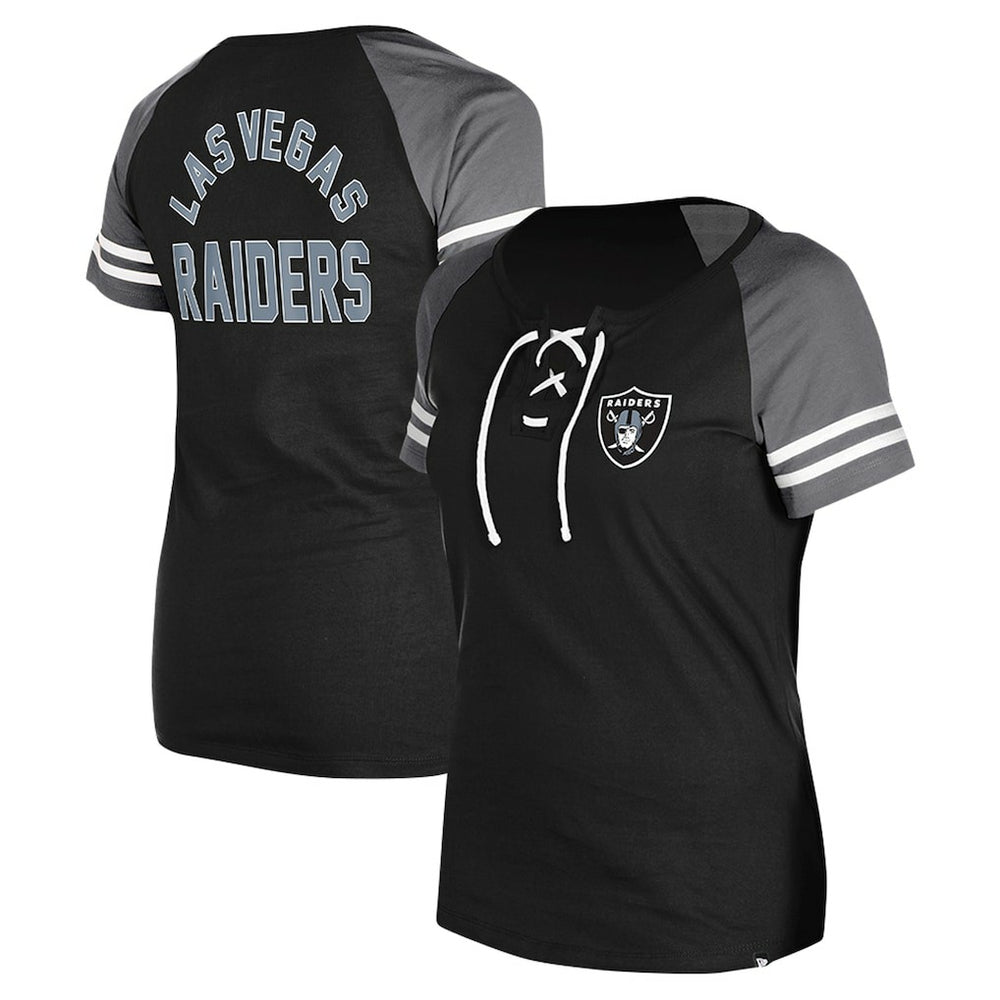 Las Vegas Raiders New Era Women's Lace-Up Raglan T-Shirt - Black online