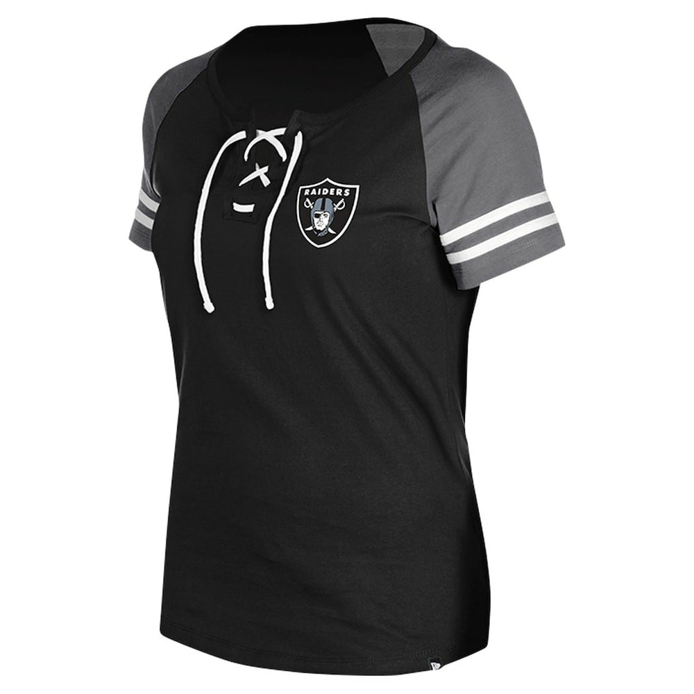 Las Vegas Raiders New Era Women's Lace-Up Raglan T-Shirt - Black online