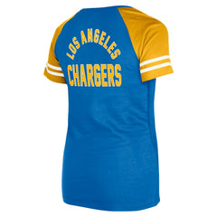 Los Angeles Chargers New Era Women's Lace-Up Raglan T-Shirt - Powder Blue discount