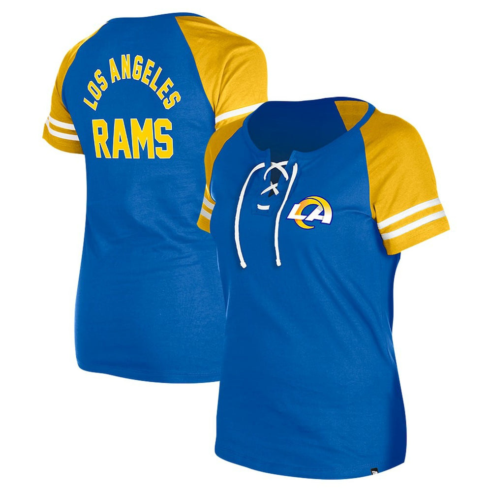 Los Angeles Rams New Era Women's Lace-Up Raglan T-Shirt - Royal cheap
