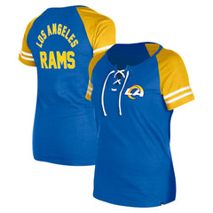Los Angeles Rams New Era Women's Lace-Up Raglan T-Shirt - Royal cheap