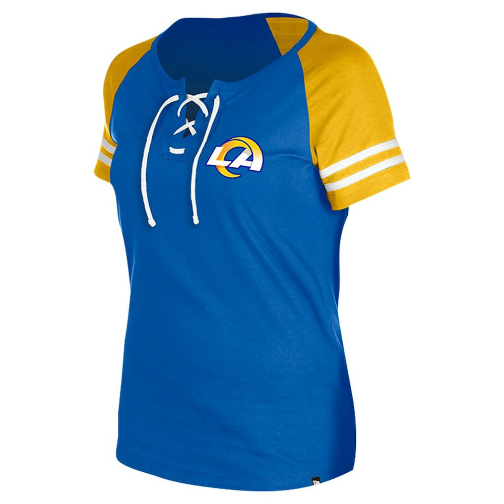 Los Angeles Rams New Era Women's Lace-Up Raglan T-Shirt - Royal cheap