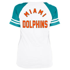 Miami Dolphins New Era Women's Throwback Lace-Up Raglan T-Shirt - Gray sale