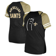 New Orleans Saints New Era Women's Lace-Up Raglan T-Shirt - Black online